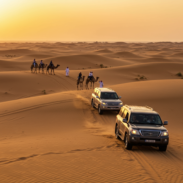 Half-Day Dubai Desert Safari  Dune Bashing, Sand Boarding, Camel Ride & Refreshments