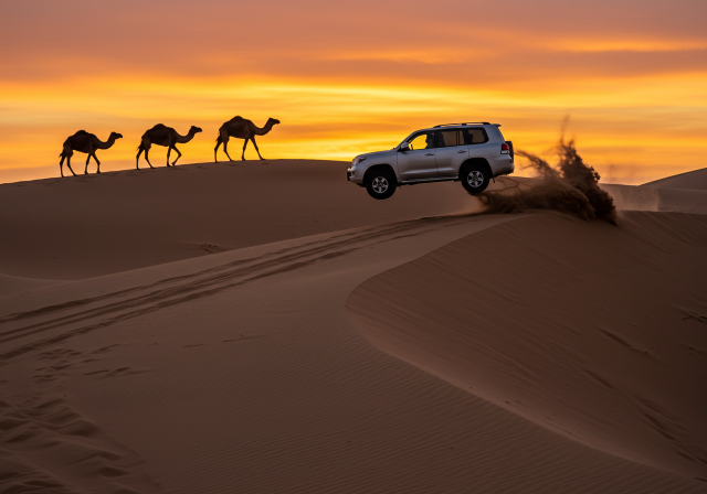 Half-Day Dubai Desert Safari Dune Bashing, Sand Boarding, Camel Ride & Refreshments 1